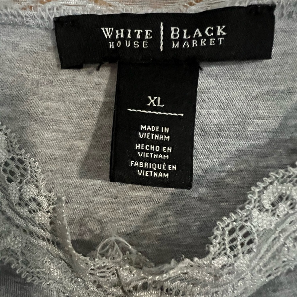 White House Black Market Light Gray Lace Camisole size extra large - Picture 5 of 7